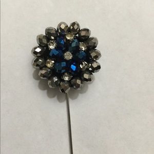 Beaded and rhinestone Lapel/Hat pin 3.5”